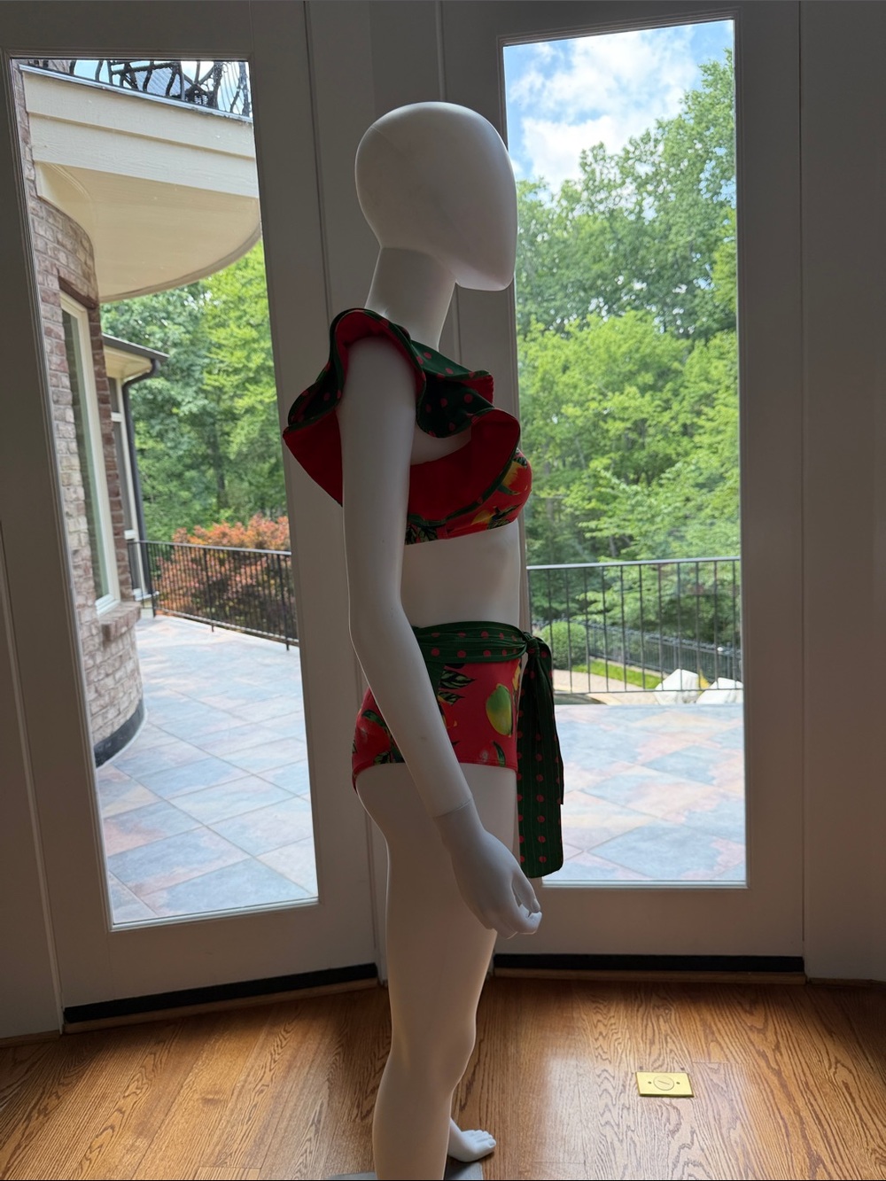 Source Unknown Red and Green One-Shoulder High-Waist Bikini Set - Picture 5 of 12